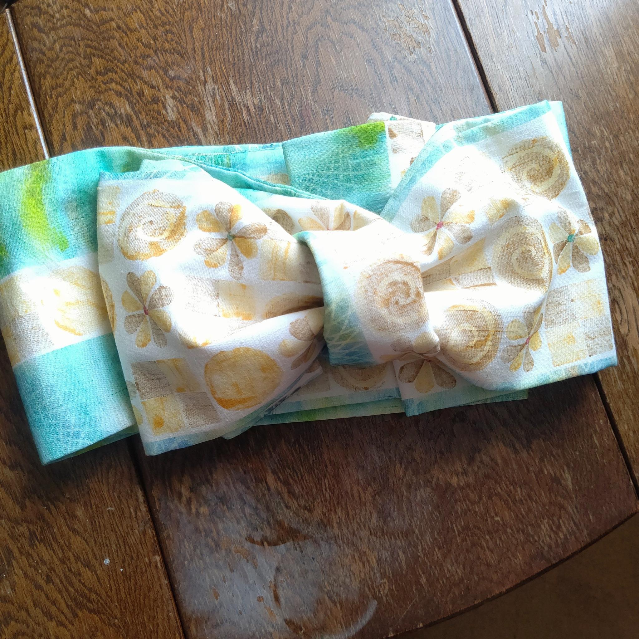 クッキー詰め合わせ！　個性派木版染　半幅帯　リバーシブル | 5枚目